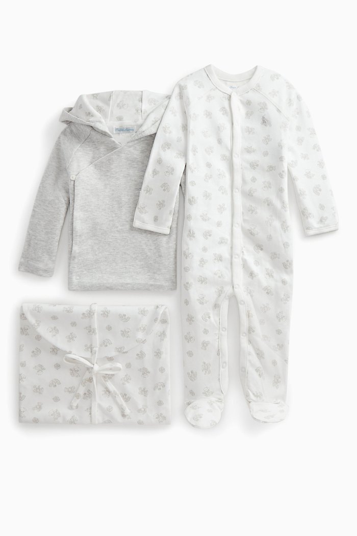 

Hoodie & Pyjama Gift Set in Cotton, Grey