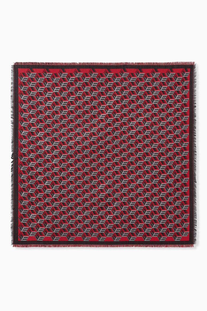 

Cubic Monogram Jacquard Shawl in Wool-silk, Pink