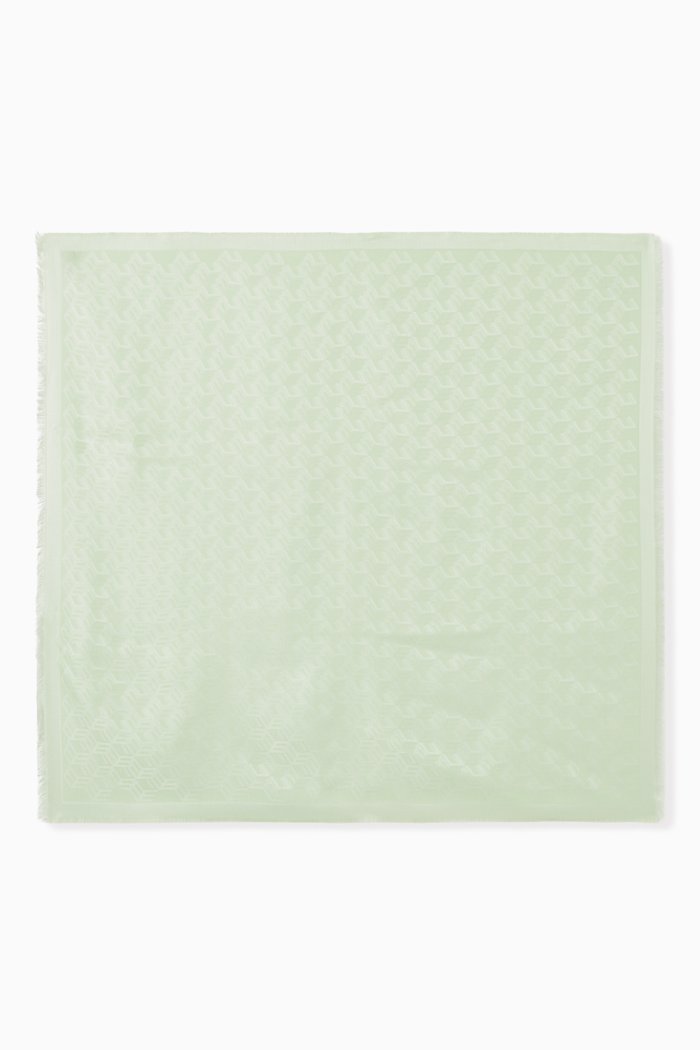 

Cubic Monogram Jacquard Scarf in Silk-wool, Green