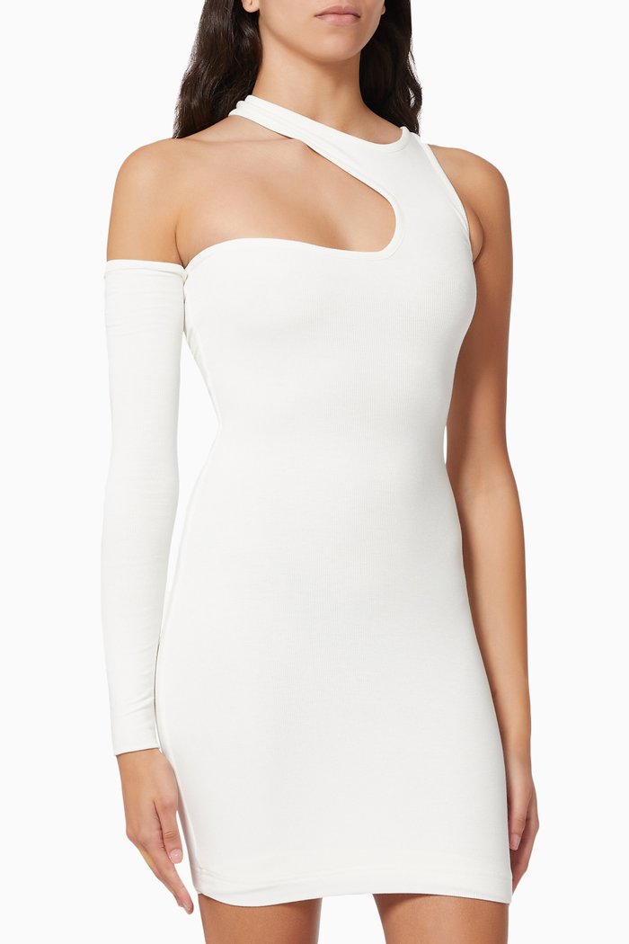 

Boat-neck Off-Shoulder Dress, Neutral