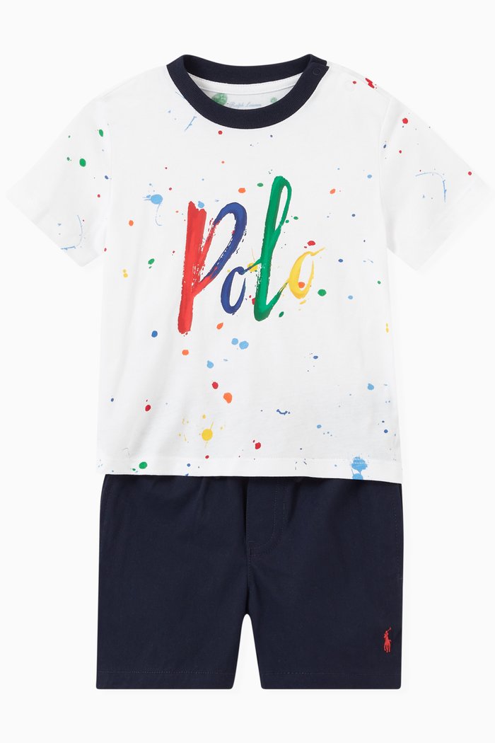 

Paint Splatter T-shirt & Shorts Set in Cotton, Multicolour