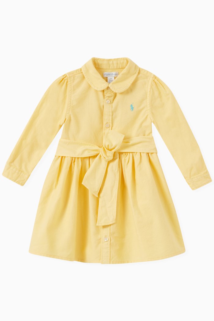 

Oxford Belted Dress in Cotton, Yellow