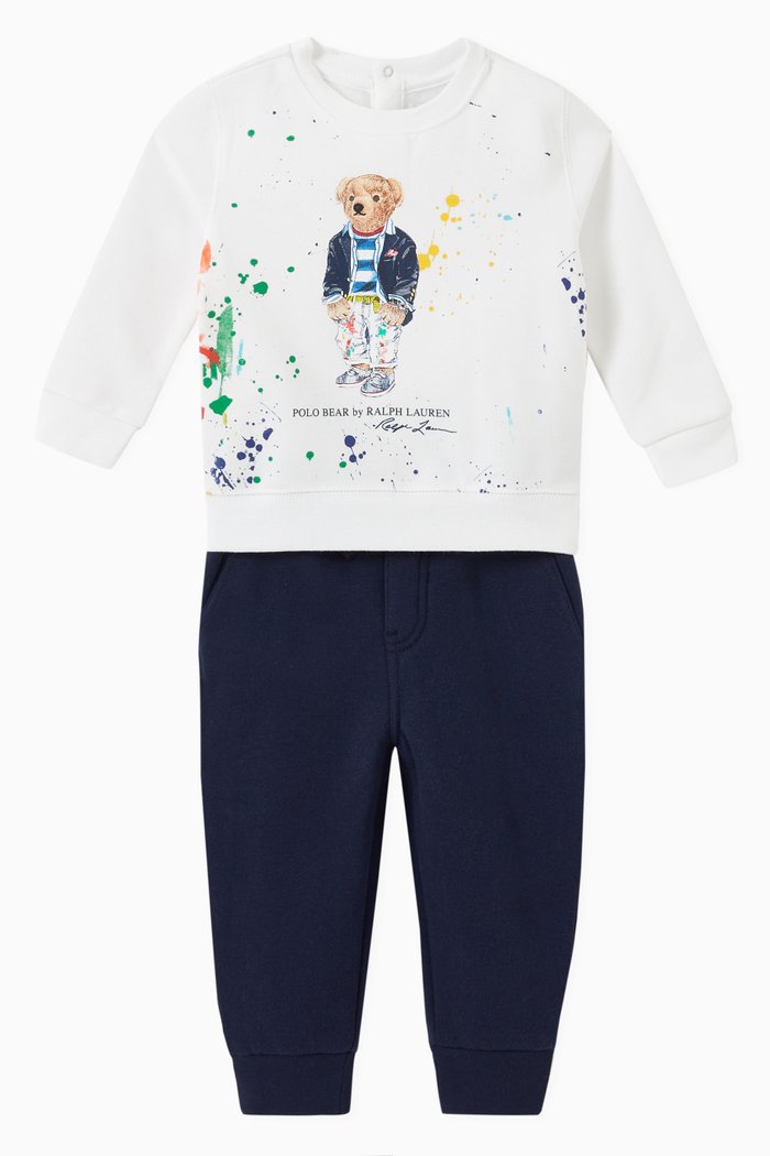 

Polo Bear Tracksuit in Fleece, Set of Two, White