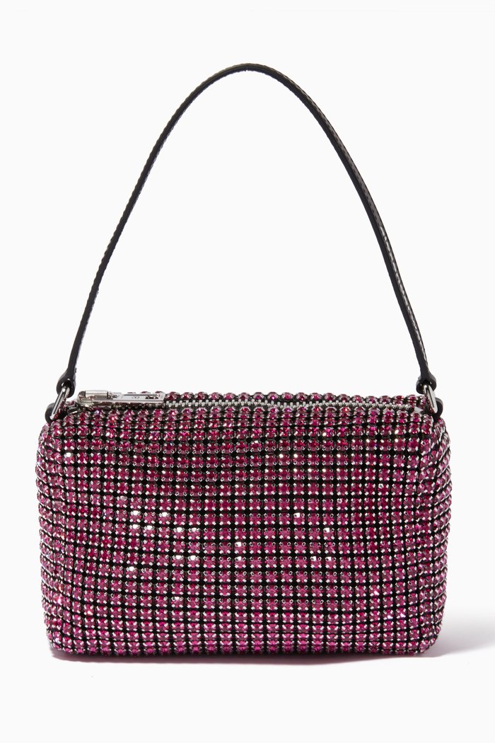 

Medium Heiress Pouch in Rhinestone Mesh, Pink
