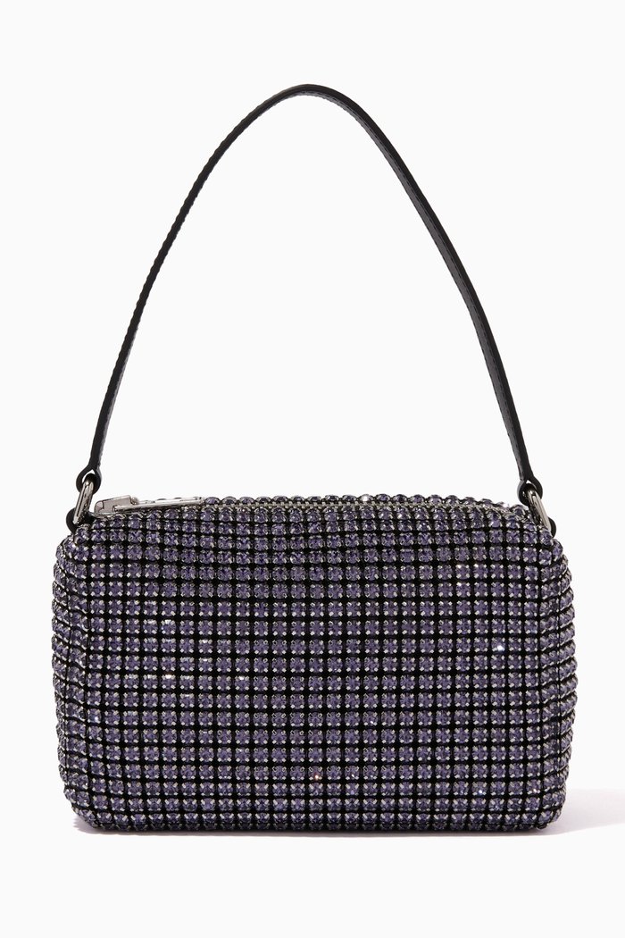 

Medium Heiress Pouch in Rhinestone Mesh, Purple