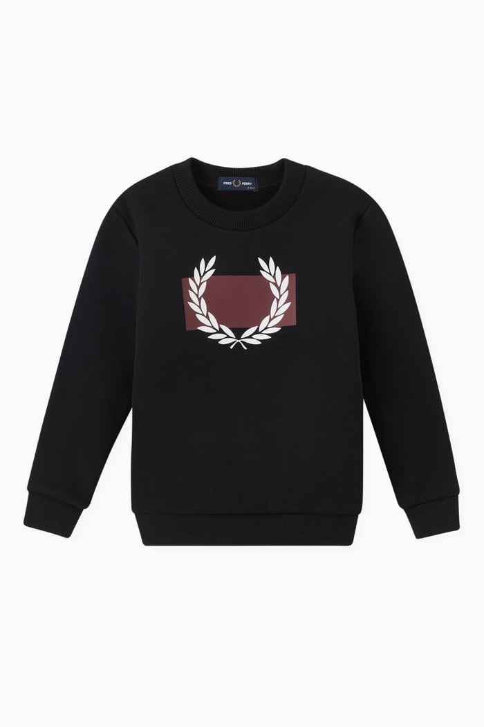 

Laurel Wreath Graphic Print Sweatshirt in Cotton, Black