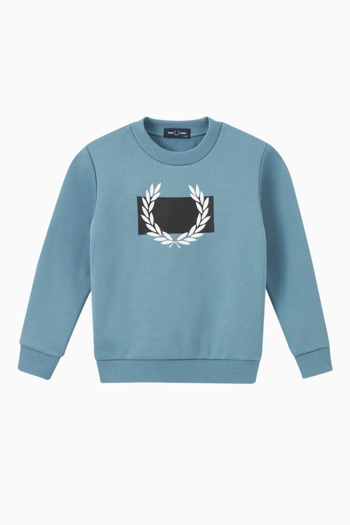 

Laurel Wreath Graphic Print Sweatshirt in Cotton, Blue