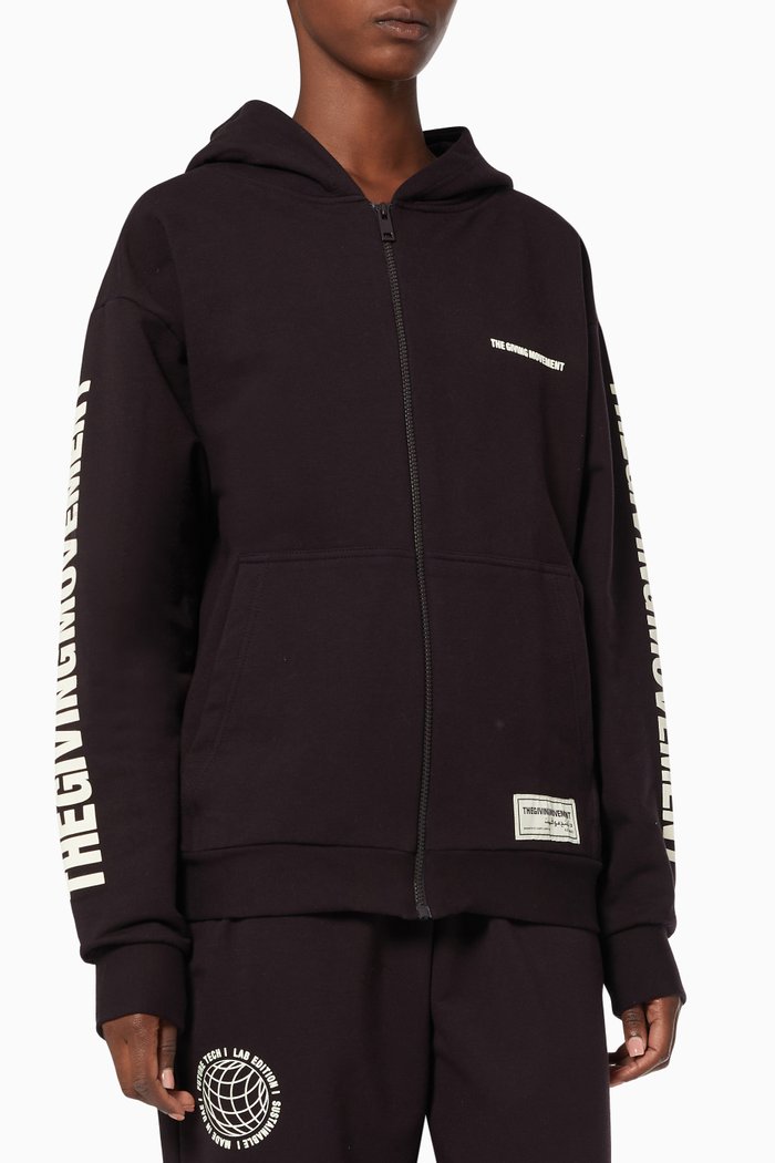 

World Zip Hoodie in Organic Cotton, Black