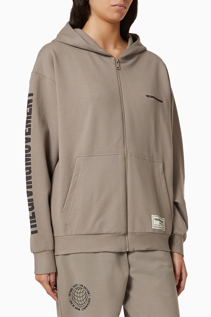 

World Zip Hoodie in Organic Cotton, Brown