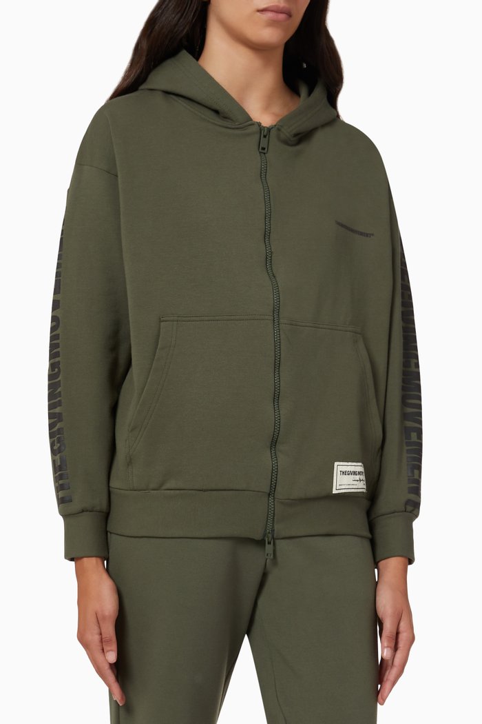 

World Zip Hoodie in Organic Cotton, Brown