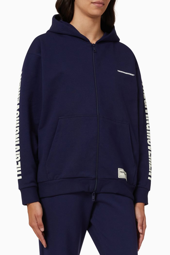 

World Zip Hoodie in Organic Cotton, Blue