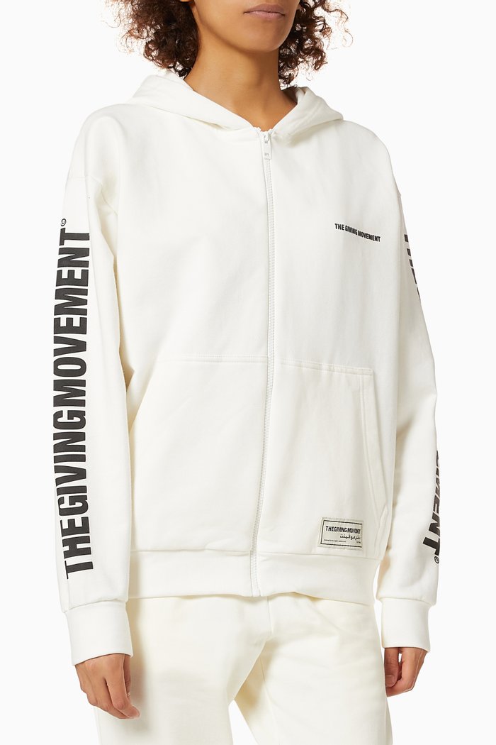 

World Zip Hoodie in Organic Cotton, White