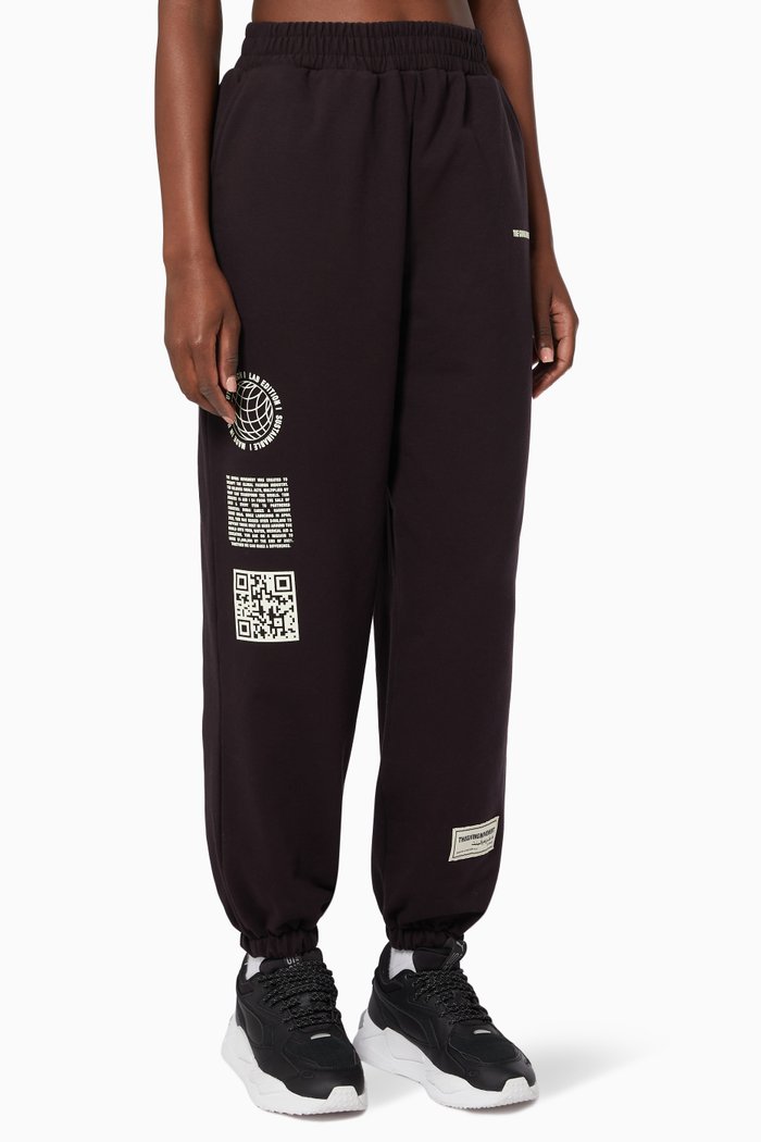 

Street Print Oversized Sweatpants in Organic Cotton, Black