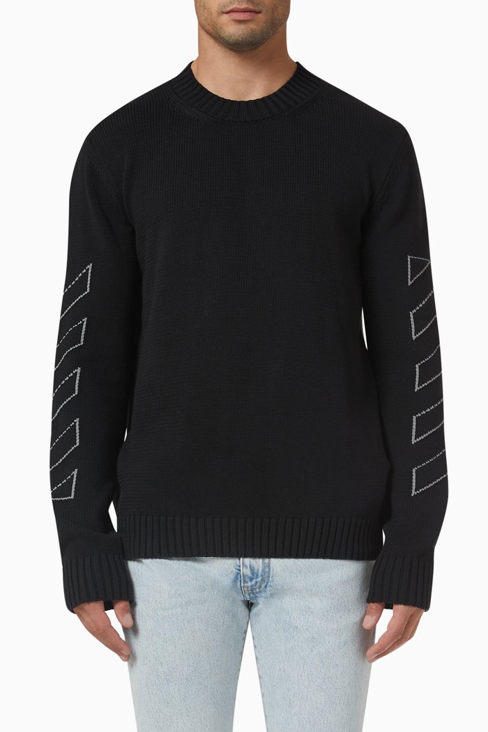 

Diag Outline Sweatshirt Cotton Knit, Grey