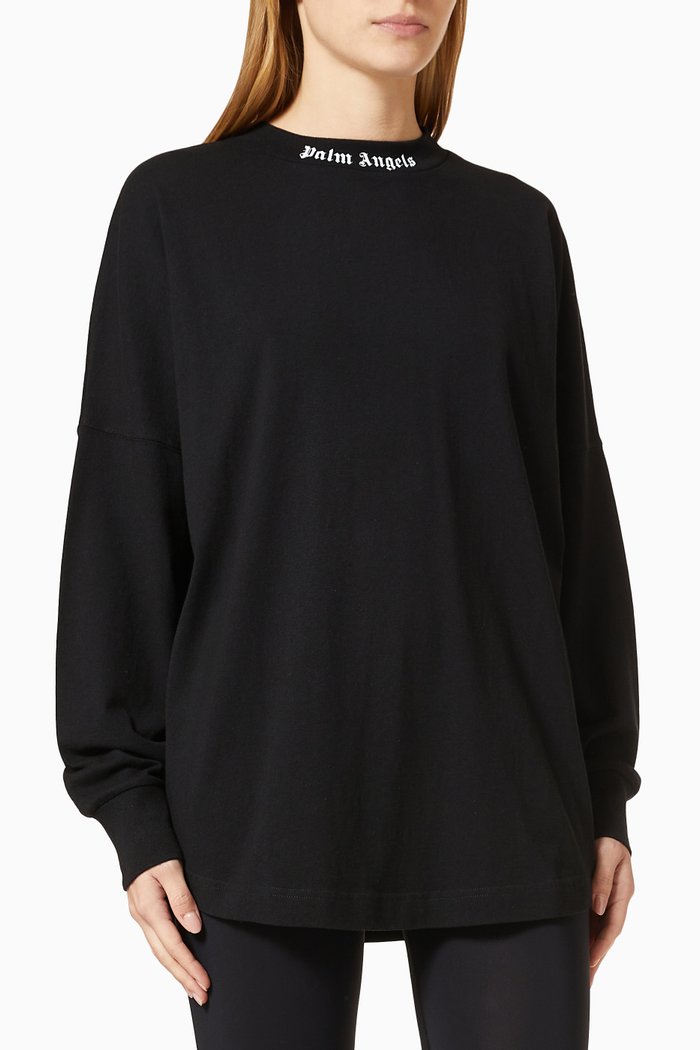

Logo Oversized T-shirt in Cotton Jersey, Black