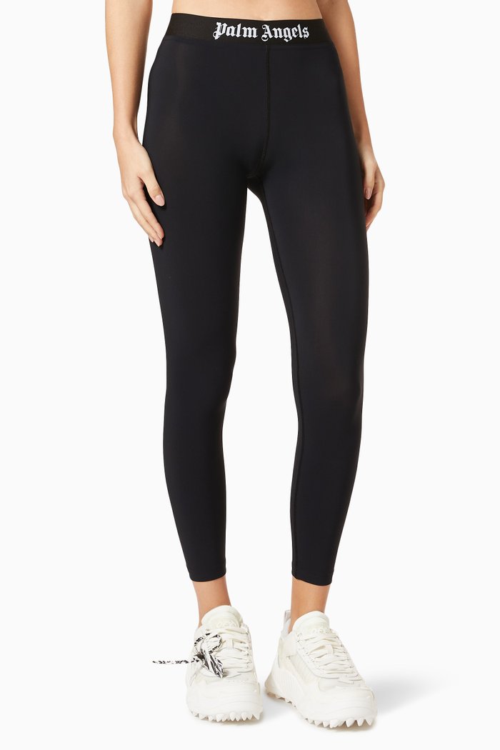 

Logo Leggings in Stretch Technical Fabric, Black