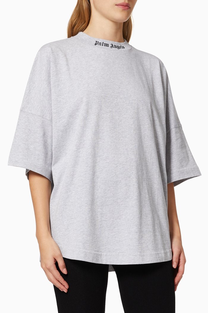 Logo Oversized T-shirt in Cotton Jersey, Grey