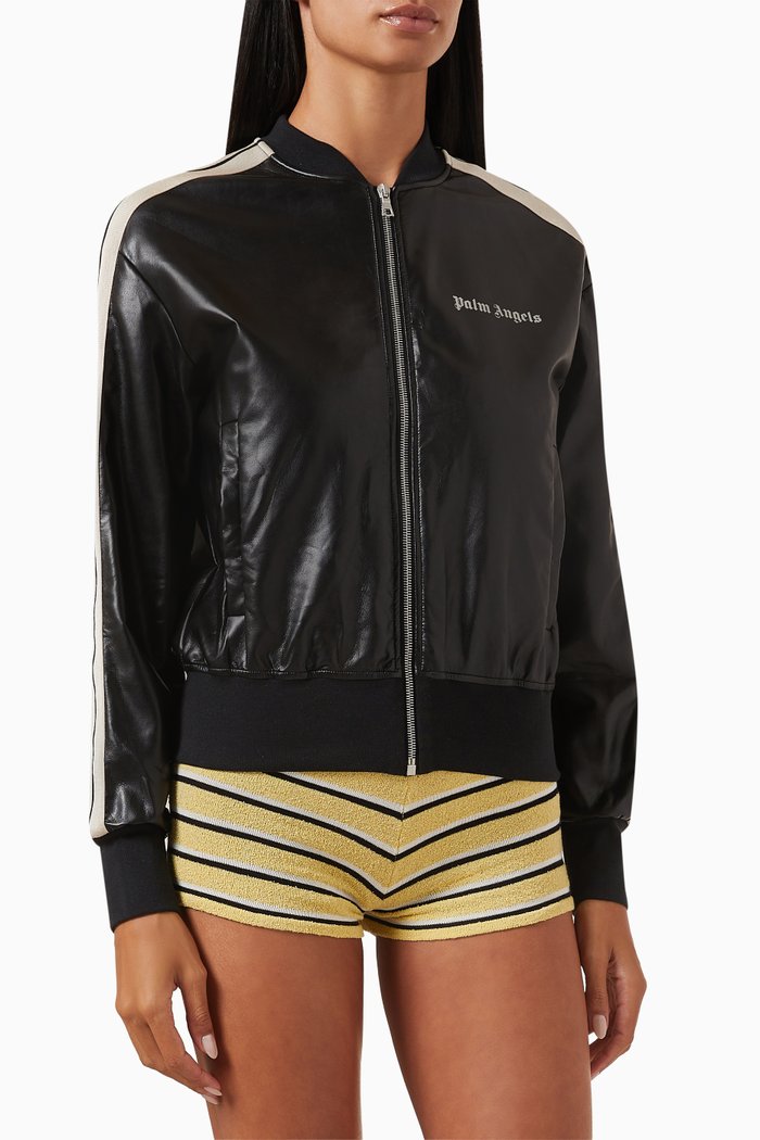 

Track Jacket in Vegan Leather, Blue