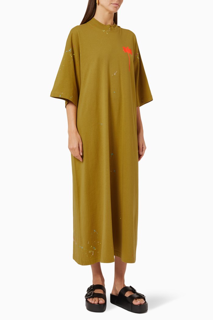 

Paint Splatter T-shirt Dress in Cotton Jersey, Metallic