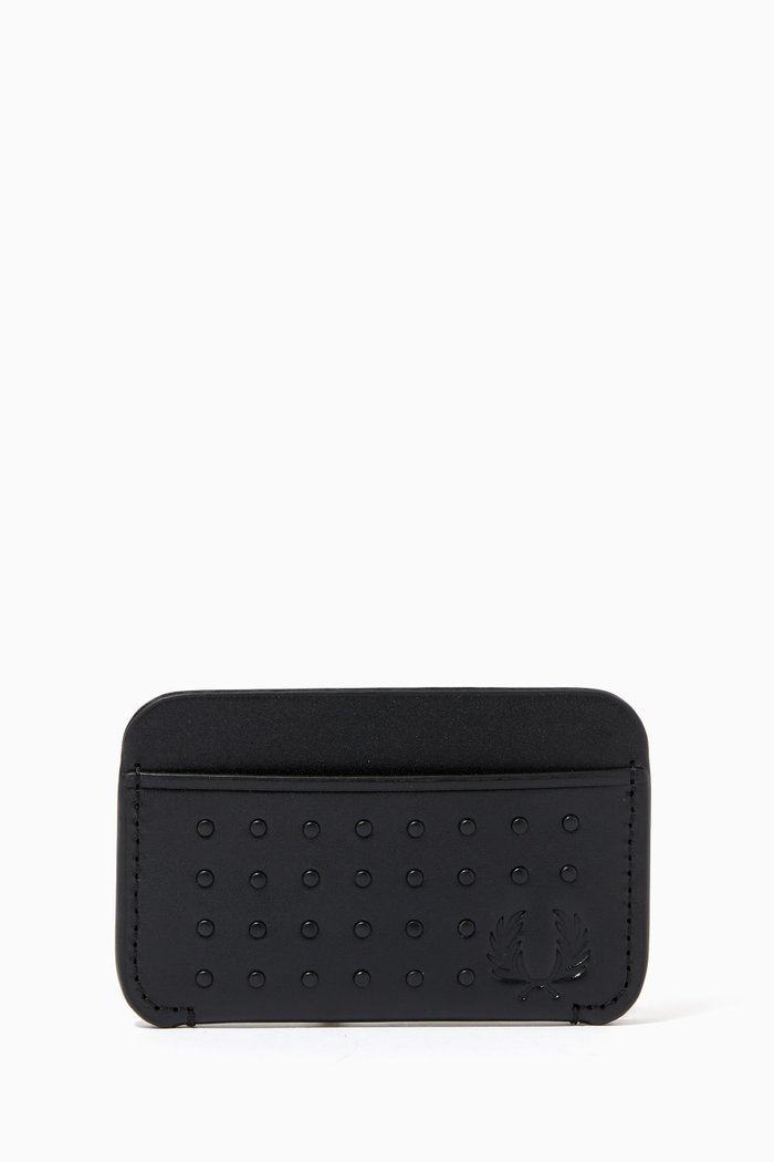 

Studded Card Holder in Leather, Black