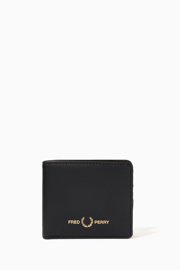 

Pique Textured Billfold Wallet in PU, Black