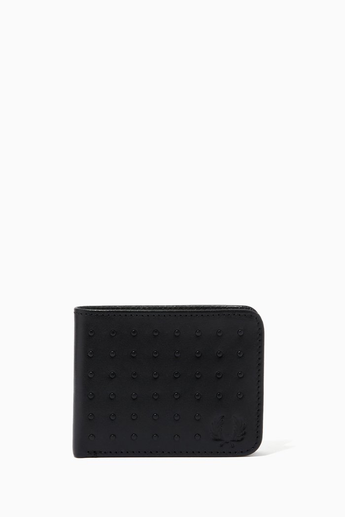 

Studded Billfold Wallet in Leather, Black