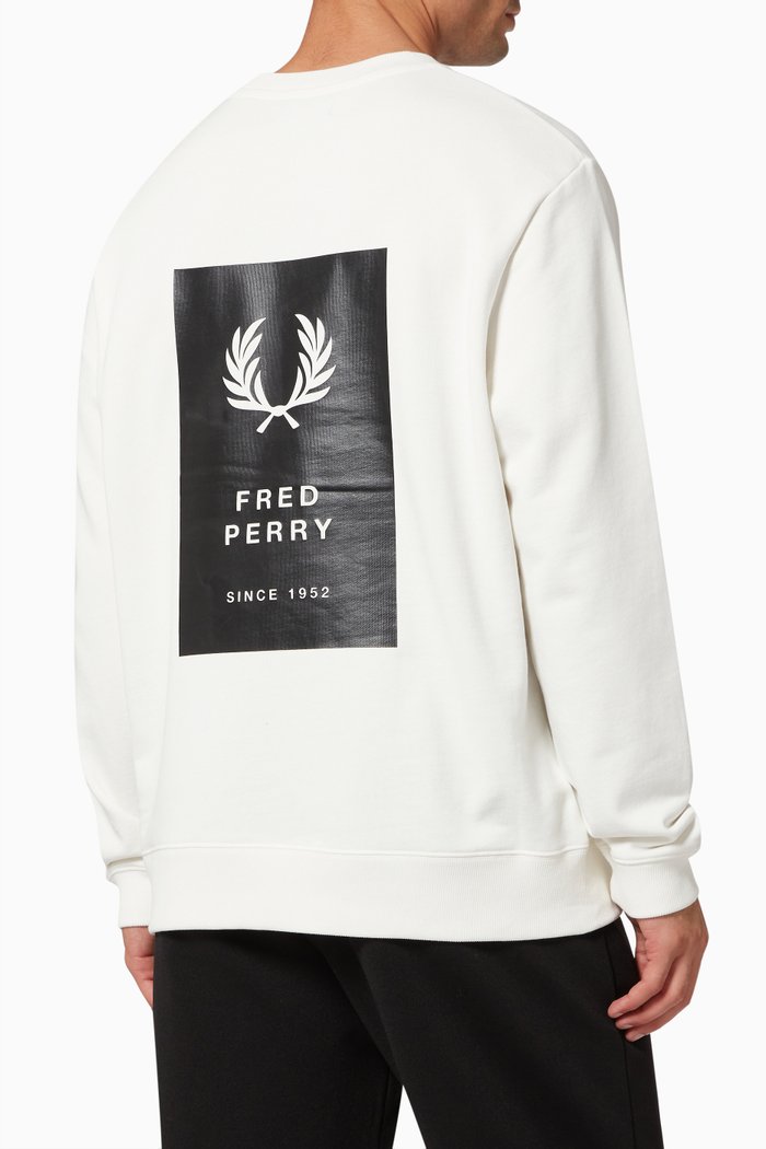 

Printed Patch Sweatshirt in Loopback Cotton, White