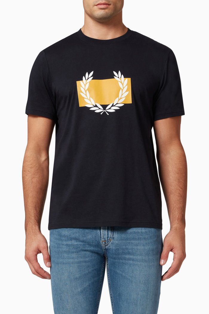 

Laurel Wreath Print T-shirt in Jersey, Blue