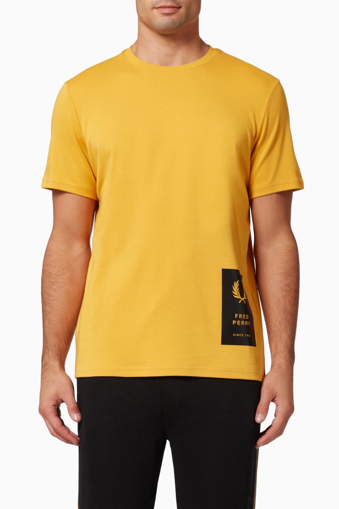 

Printed Hem Patch T-shirt in Jersey, Gold