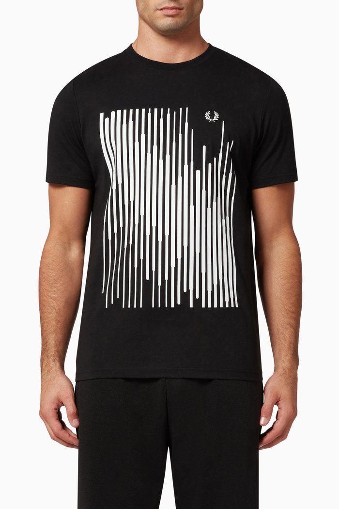 

Sound Wave Graphic T-shirt in Jersey, Black