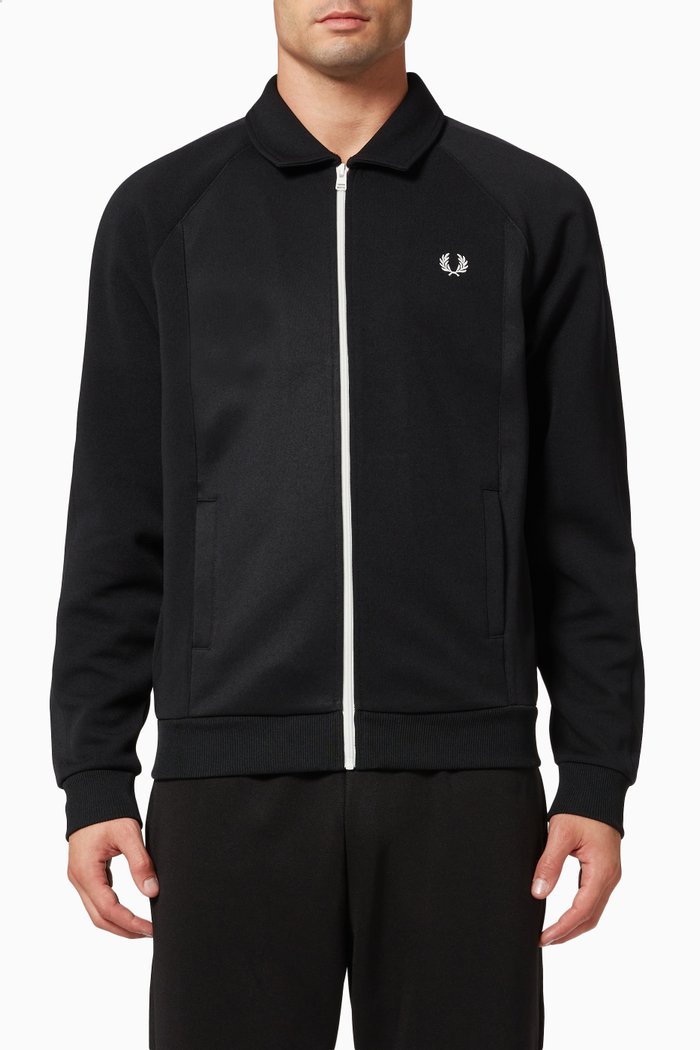 Reverse Panel Track Jacket in Tricot, Black