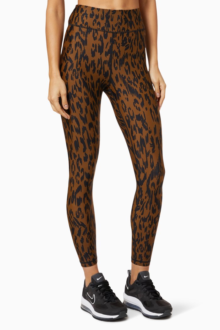 

Tropical Dance High-rise Midi Pants in Stretch Nylon, Brown