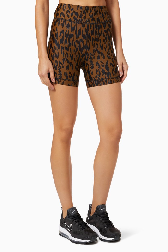

Tropical Dance High-rise Spin Shorts in Stretch Nylon, Brown