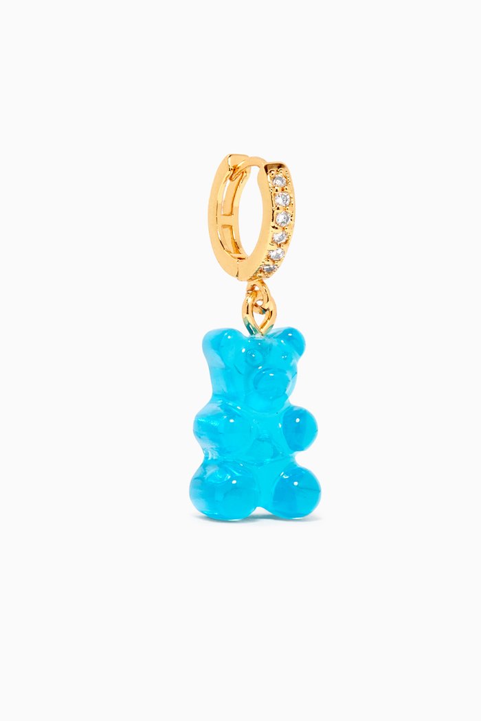 

Nostalgia Bear Single Earring in 18kt Gold Plating & Resin, Blue