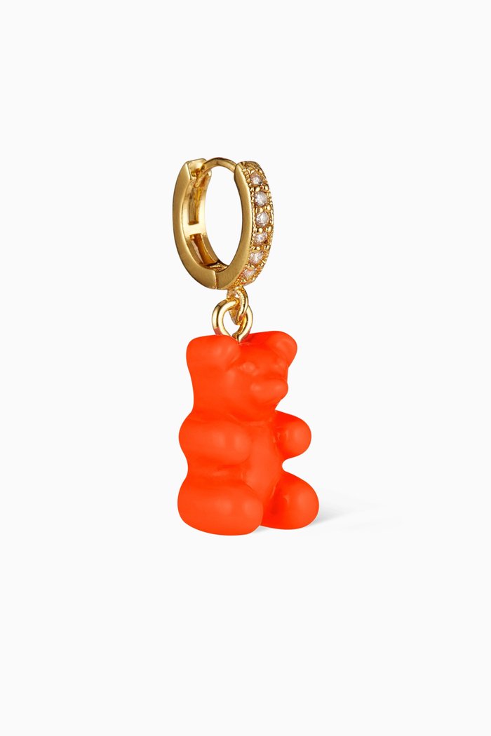 

Nostalgia Bear Single Earring in 18kt Gold Plating & Resin, Red