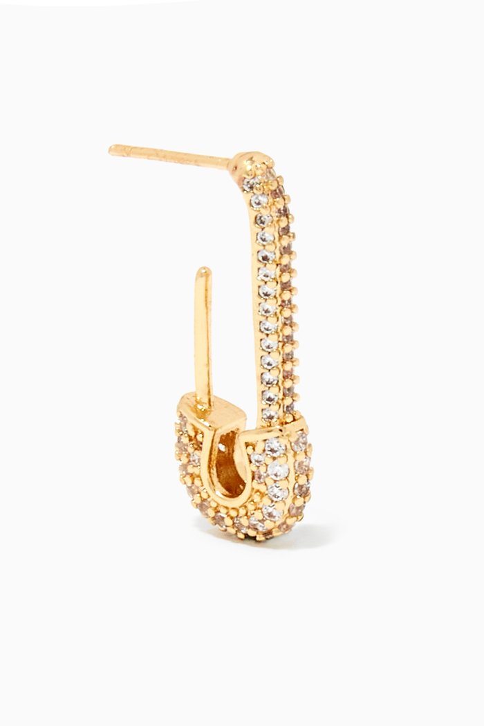 

Pin Up Single Earring in 18kt Gold Plating, White