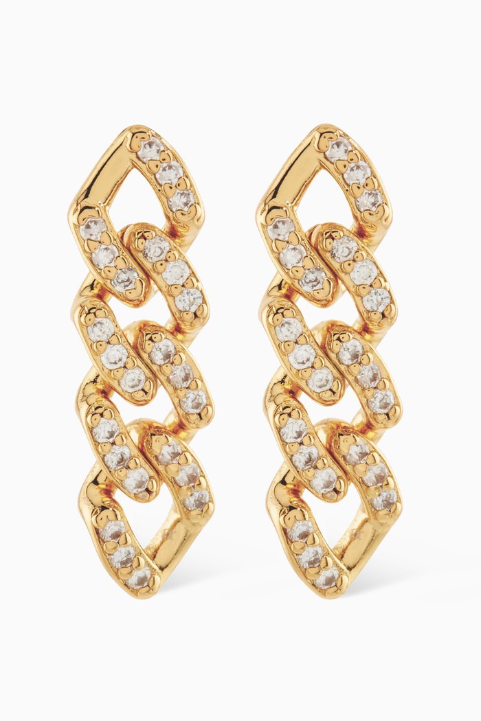 

Mexican Chain Drop Earrings in 18kt Gold Plating, White