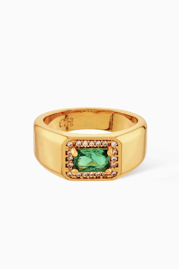 

Lady Boss Pinky Ring in 18kt Gold Plating, Green