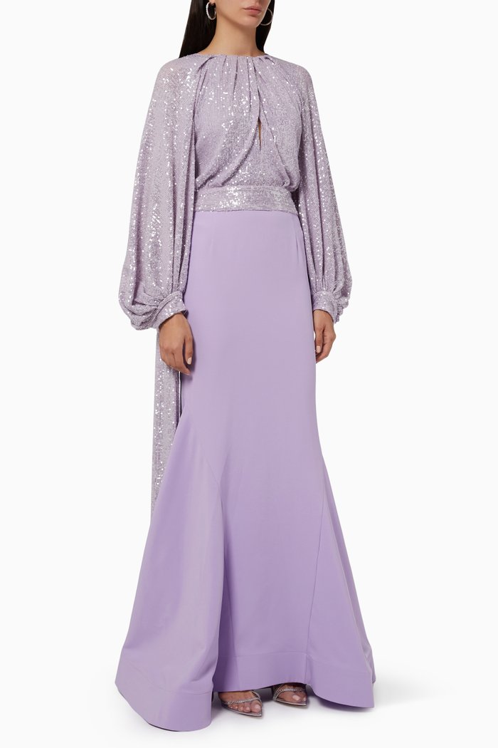 

Sequin Embellished Gown, Purple
