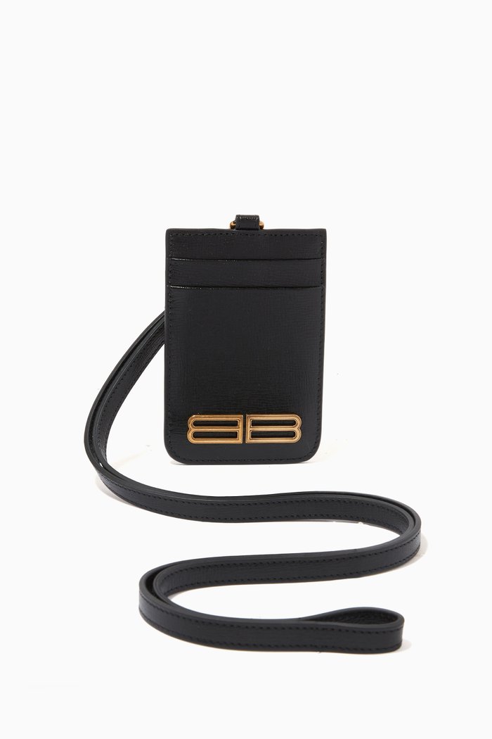 

Gossip Card Holder with Lanyard in Leather, Black