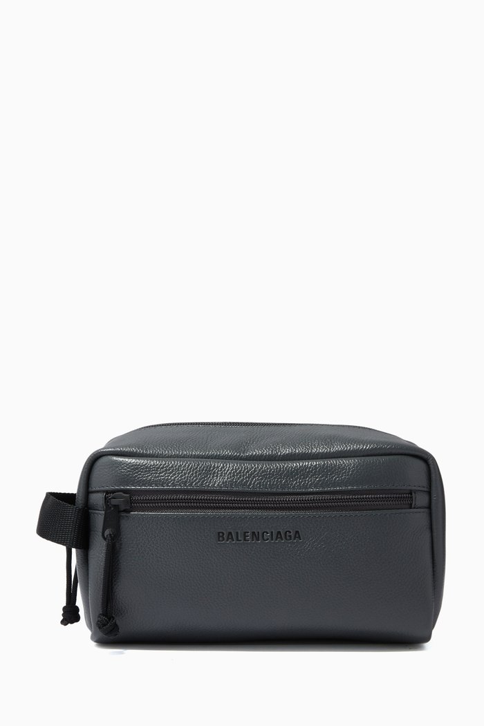 

Explorer Toiletry Pouch in Leather, Grey