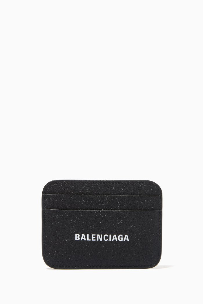 Cash Card Holder in Grained Calfskin, Black