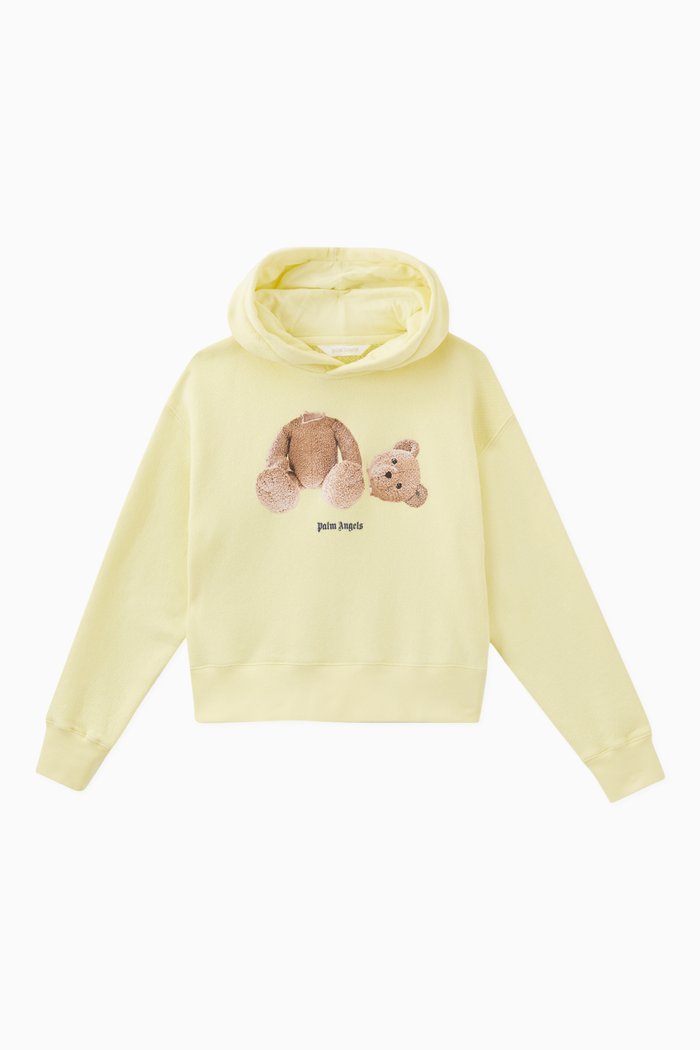 Teddy Logo Print Sweatshirt in Cotton, Yellow