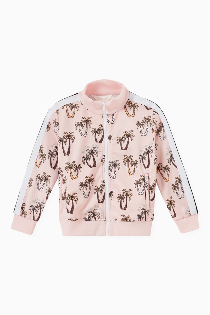 

Palm Tree Print Track Jacket in Technical Fabric, Multicolour