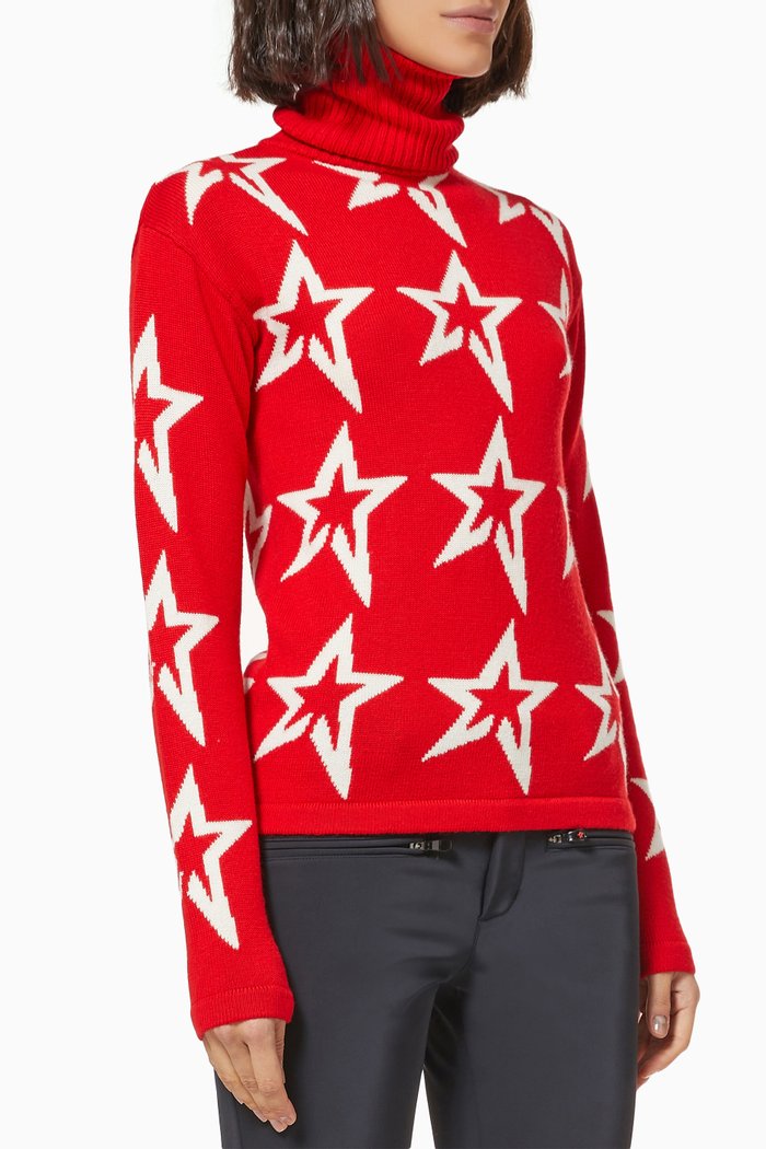 

Star Dust Sweater in Merino Wool, Red