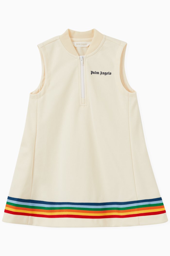 

Rainbow Hem Track Dress, White