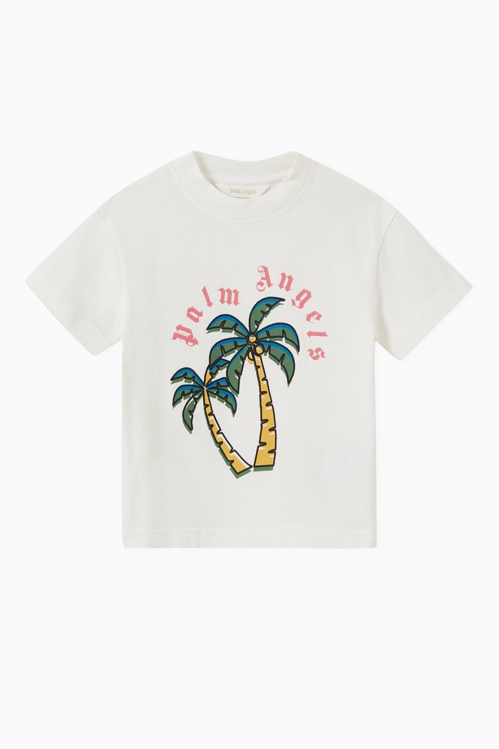 Palm Trees Print T-shirt in Cotton, White