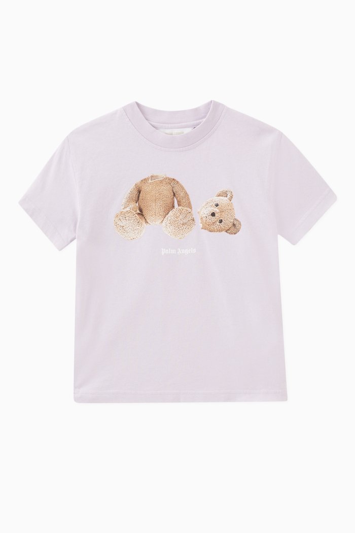 Bear Print T-shirt in Cotton, Purple