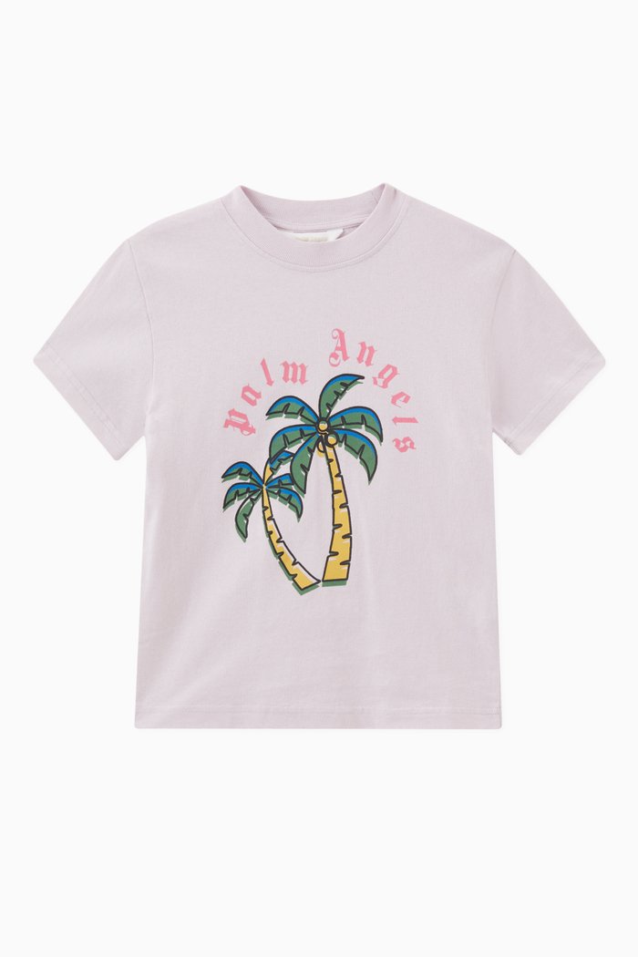 Palm Trees Print T-shirt in Cotton, Purple