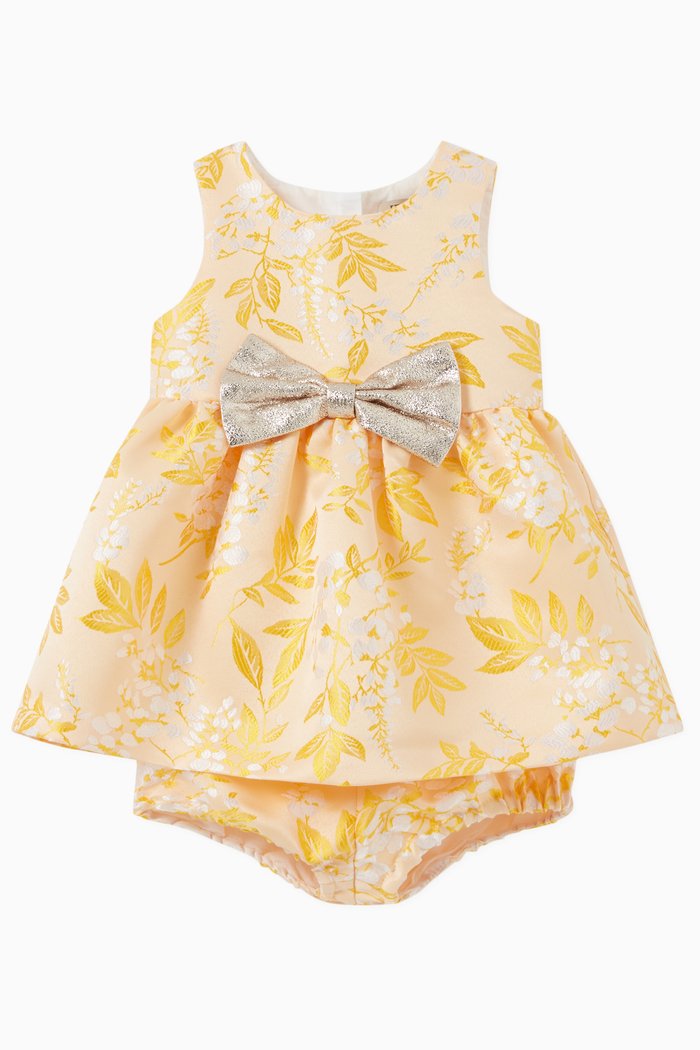 

Metallic Bow Dress in Jacquard, Yellow